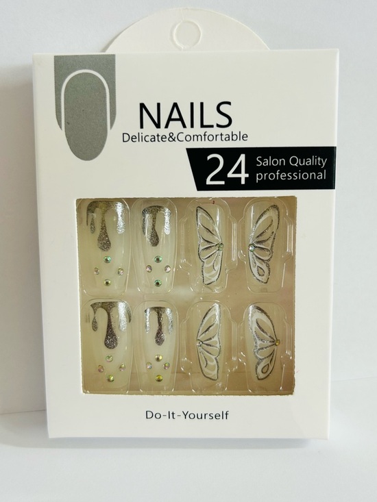 Other - NAILS 24 Salon Quality Professional Press-On Nails - Nude with Silver Accents